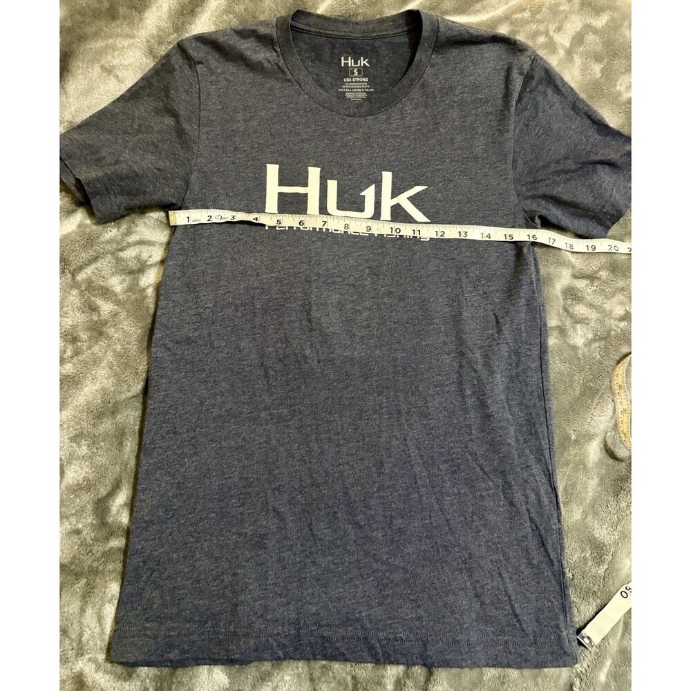 Huk Men's Size Small Performance Fishing Logo Tee, Short Sleeve Navy Blue - Picture 3 of 5